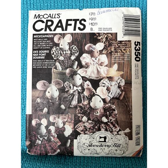 McCalls Other - McCalls 5350 sewing pattern country mice 15in with clothes